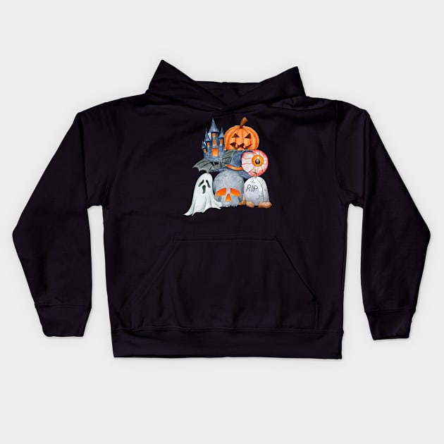 The Ultimate Halloween Theme Design Kids Hoodie by Mako Design 